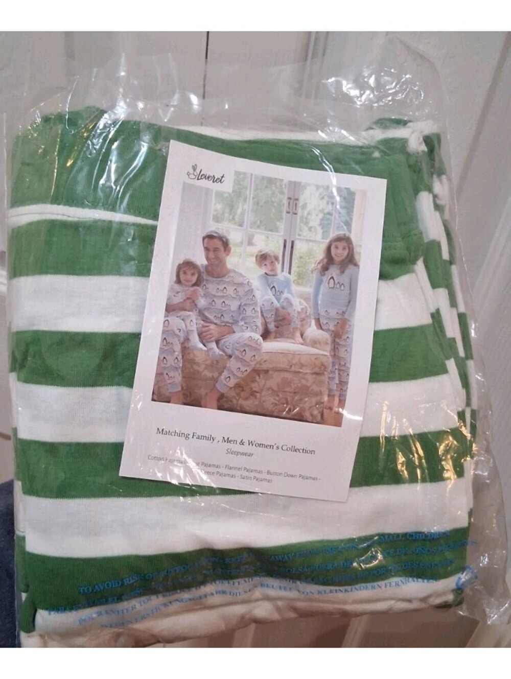 Leveret Mens Green White XL 2 Piece Pajama Set Matching Family Christmas Holiday